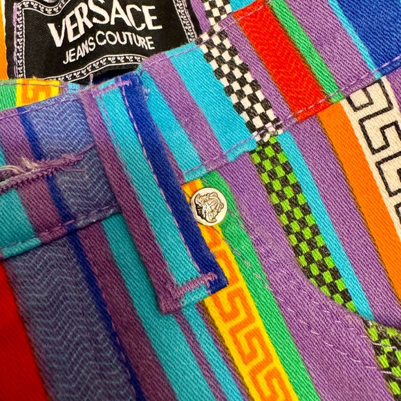 Vintage Versace Jeans Couture Made in Italy Striped Medusa Denim 27 - Picture 8 of 13